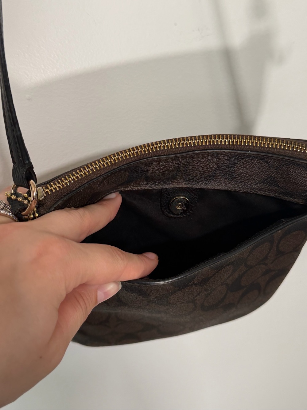 Coach Brown Signature Small Crossbody with Gold Logo - Picture 6 of 9
